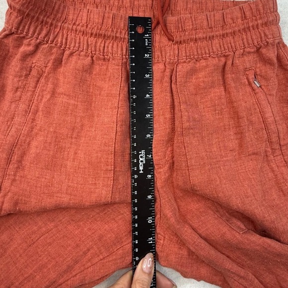 Athleta 100% Linen Joggers Rust Orange Drawstring Pants Womens Size 0 - Picture 5 of 9